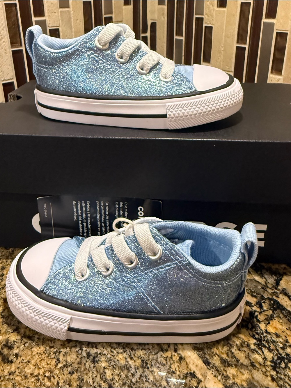 Converse CTAS Madison Ox Infant Size 4 Blue Glitter Sparkle Sneakers A13159C NEW